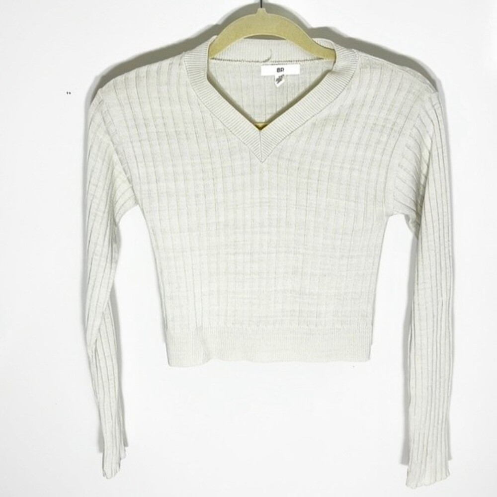 BP. Reagan Ivory Rib Knit Lightweight V Neck Sweater Top Size XS bp